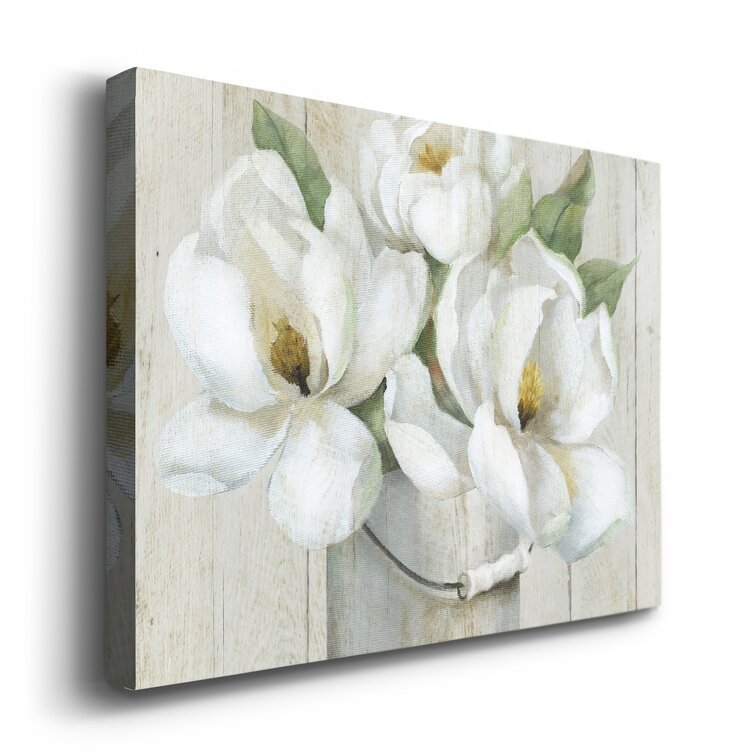 Lark Manor Shiplap Magnolias Framed On Canvas Painting Reviews   Shiplap Magnolias Framed On Canvas Painting 